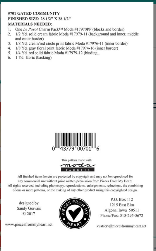 Gated Community Quilt Pattern by Sandy Gervais