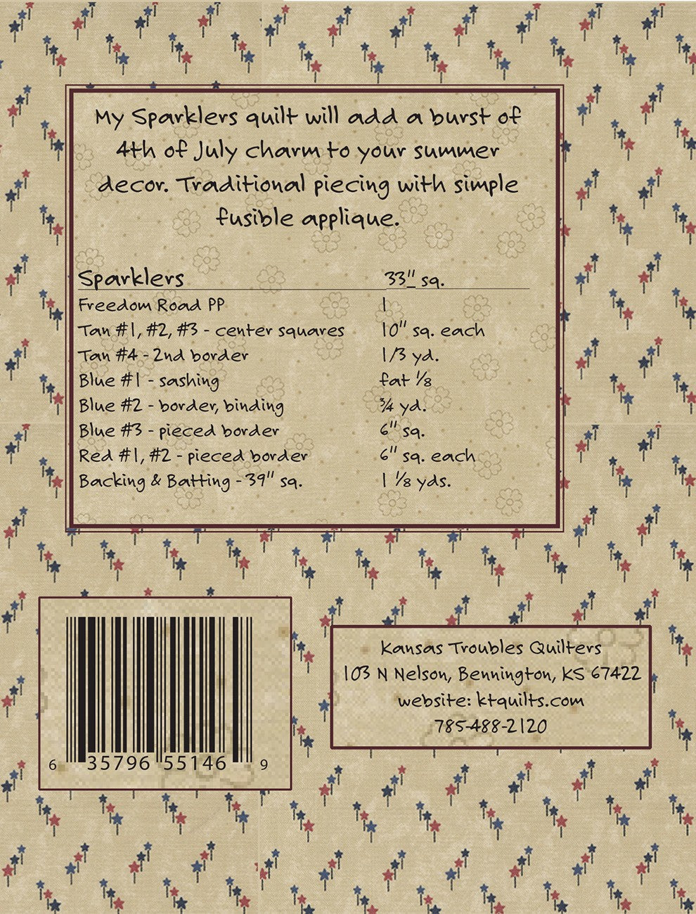 Sparklers Freedom Road Charm Quilt Pattern by Kansas Troubles Quilters