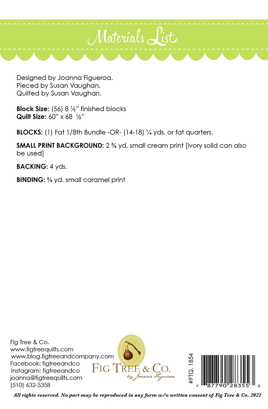 Leaf Checkerboard Quilt Pattern by Fig Tree & Co.