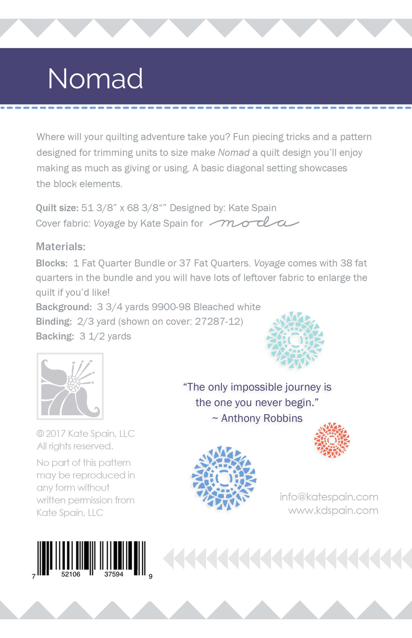 Nomad Quilt Pattern by Kate Spain