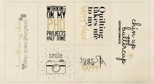 Sew Happy by Zen Chic for Moda : Canvas Panel Metallic Natural