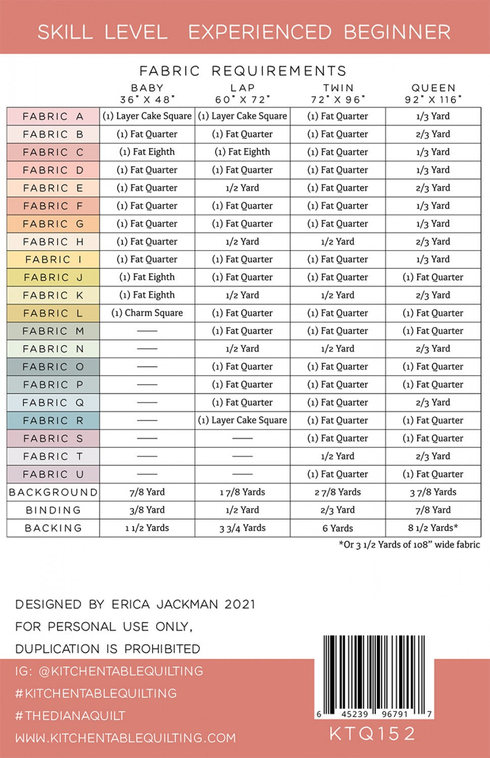 The Diana Quilt Pattern by Kitchen Table Quilting - Special Order