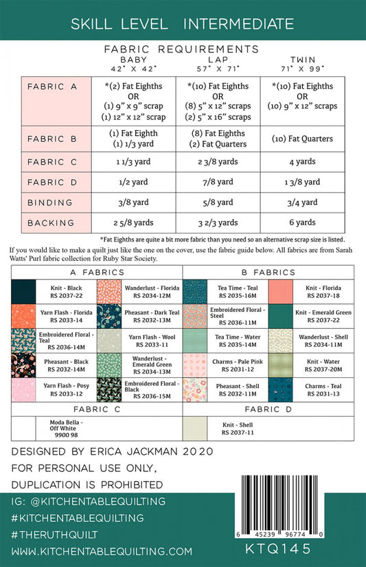 The Ruth Quilt Pattern by Kitchen Table Quilting