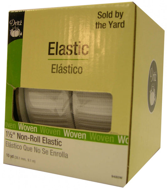 White Non-Roll Elastic 1.5in. : Dritz : 3 yard cut