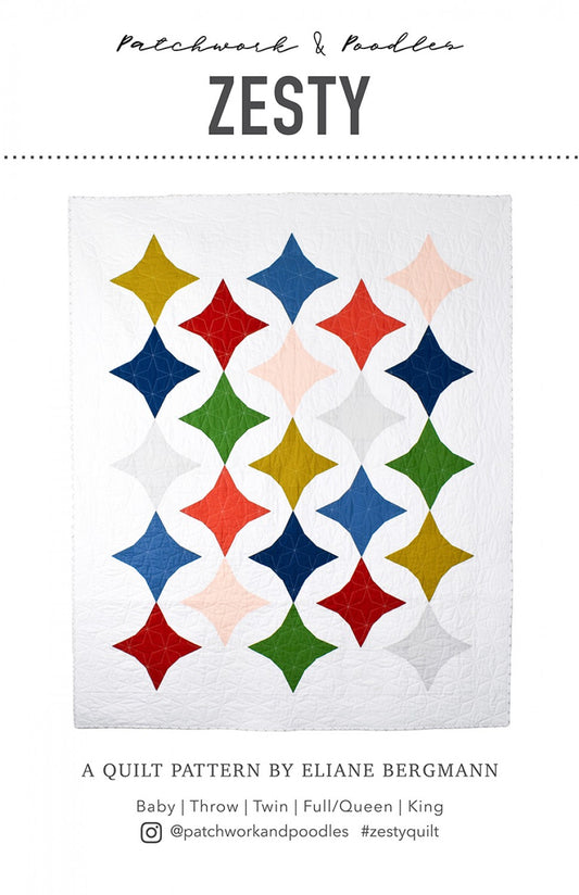 Zesty Quilt Pattern by Patchwork & Poodles (use for a kit with Speckled)